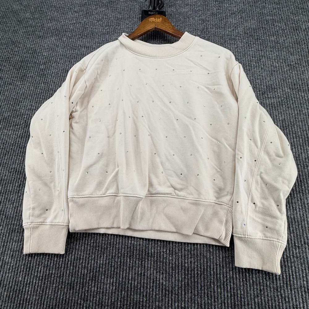 A New Day Sweatshirt Womens XS Cream Excellent Rhinestone Embellished Pullover